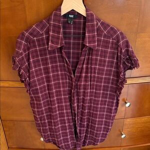 PAIGE women’s  Maroon Plaid Casual Shirt